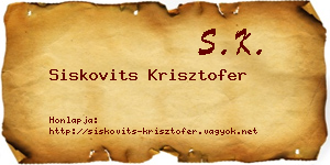 Siskovits Krisztofer névjegykártya